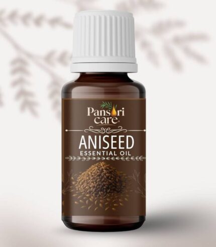 Pansari Care Aniseed Essential Oil bottle with a star anise pod and anise seeds.